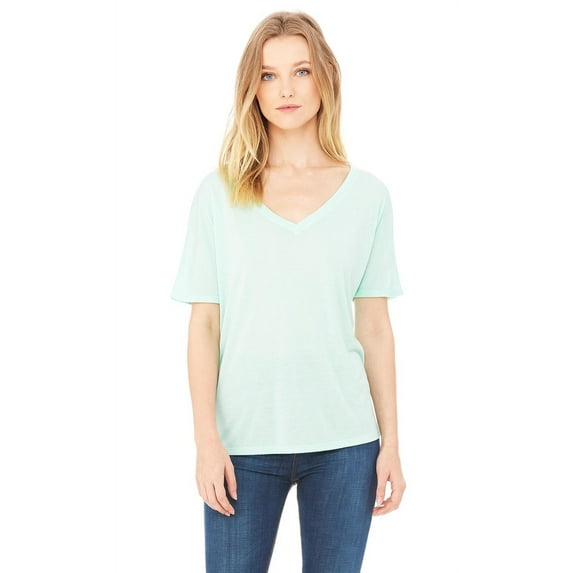 The Bella + Canvas Ladies Slouchy V-Neck T-Shirt - MINT - M