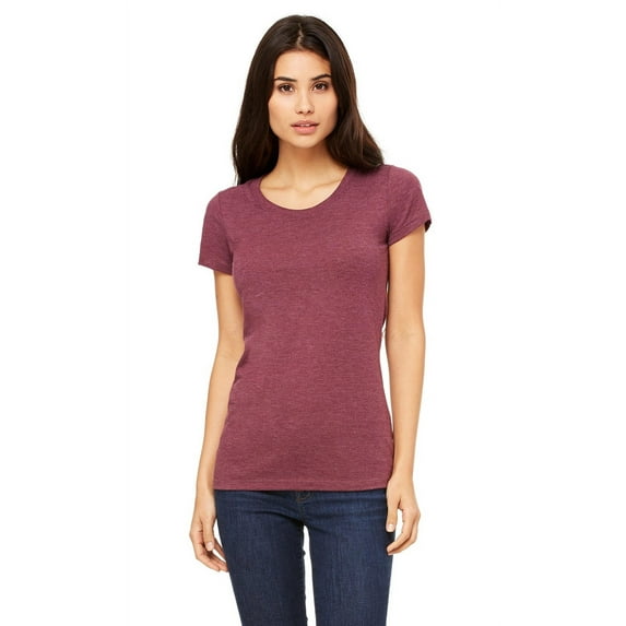 The Bella + Canvas Ladies Triblend Short Sleeve T-Shirt - MAROON TRIBLEND - M