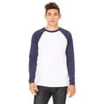 thumbnail image 1 of The Bella + Canvas Mens Jersey Long Sleeve Baseball T-Shirt - WHITE/ NAVY - M, 1 of 2