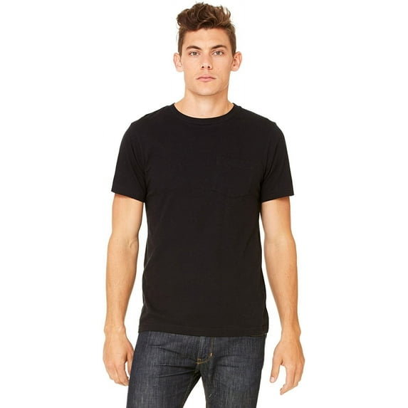 The Bella + Canvas Mens Jersey Short Sleeve Pocket T-Shirt - BLACK - XL