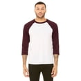 thumbnail image 1 of The Bella + Canvas Unisex 3/4 Sleeve Baseball T-Shirt - WHITE/ MAROON - L, 1 of 4