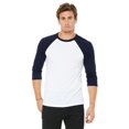 thumbnail image 1 of The Bella + Canvas Unisex 3/4 Sleeve Baseball T-Shirt - WHITE/ NAVY - M, 1 of 4
