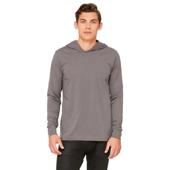 The Bella + Canvas Unisex Jersey Long Sleeve Hoodie - ASPHALT - M