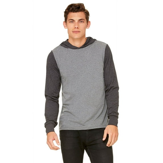 The Bella + Canvas Unisex Jersey Long Sleeve Hoodie - DP HT/ DK GRY HT - M