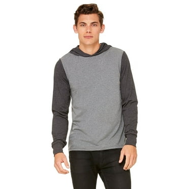 The Bella + Canvas Unisex Jersey Long Sleeve Hoodie - DP HT/ DK GRY HT - XS