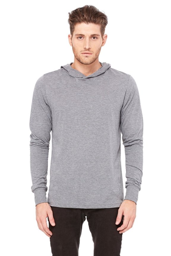 The Bella + Canvas Unisex Jersey Long Sleeve Hoodie - GREY TRIBLEND - 2XL