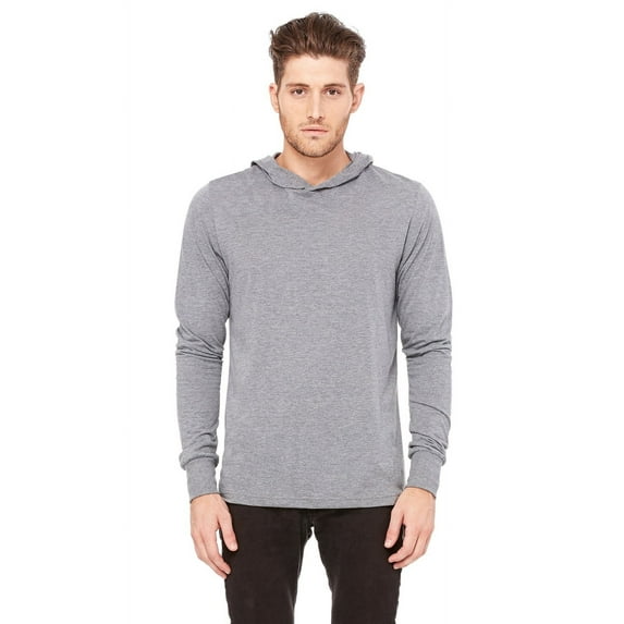 The Bella + Canvas Unisex Jersey Long Sleeve Hoodie - GREY TRIBLEND - XS