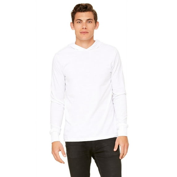 The Bella + Canvas Unisex Jersey Long Sleeve Hoodie - WHITE - 2XL