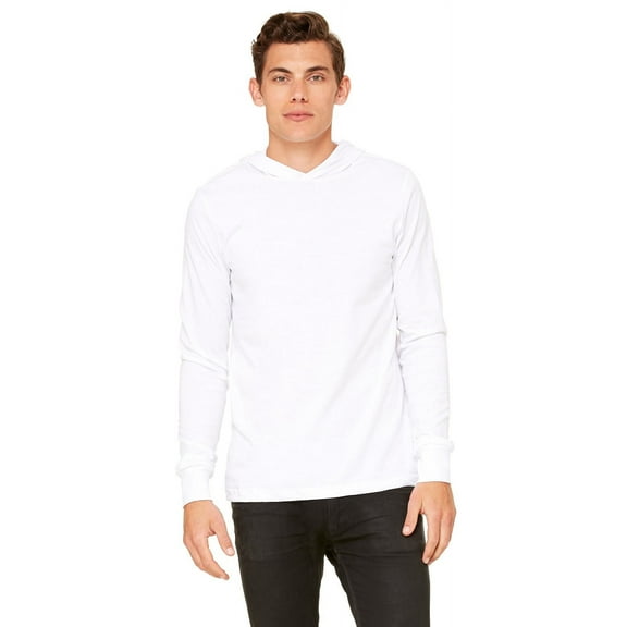 The Bella + Canvas Unisex Jersey Long Sleeve Hoodie - WHITE - S