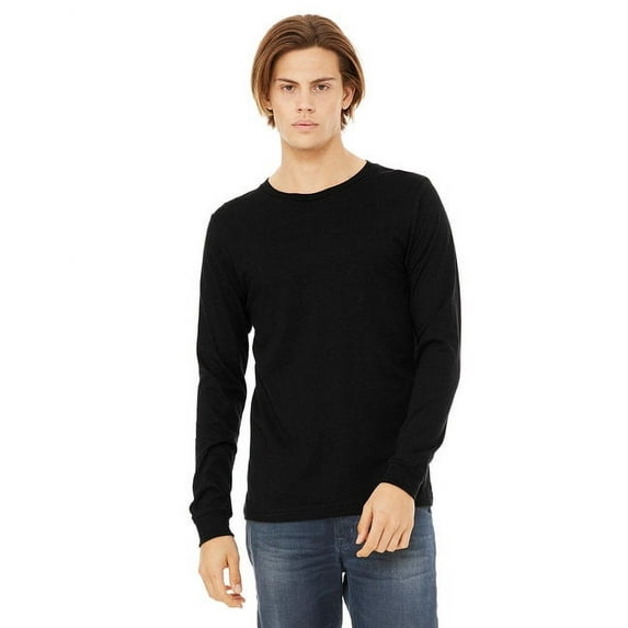 The Bella + Canvas Unisex Jersey Long Sleeve T-Shirt - BLACK HEATHER - XS