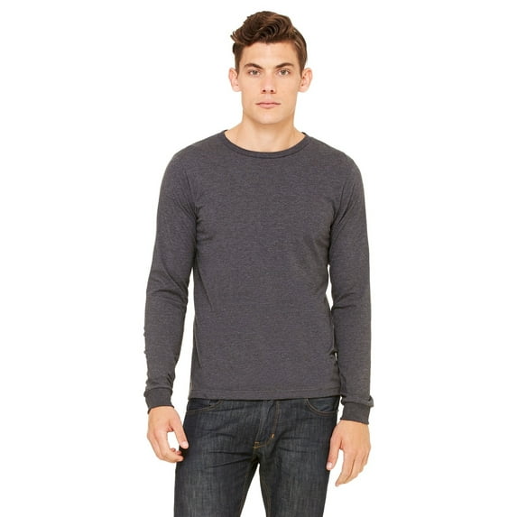 The Bella + Canvas Unisex Jersey Long Sleeve T-Shirt - DRK GREY HEATHER - XS