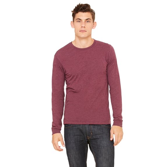 The Bella + Canvas Unisex Jersey Long Sleeve T-Shirt - MAROON TRIBLEND - L