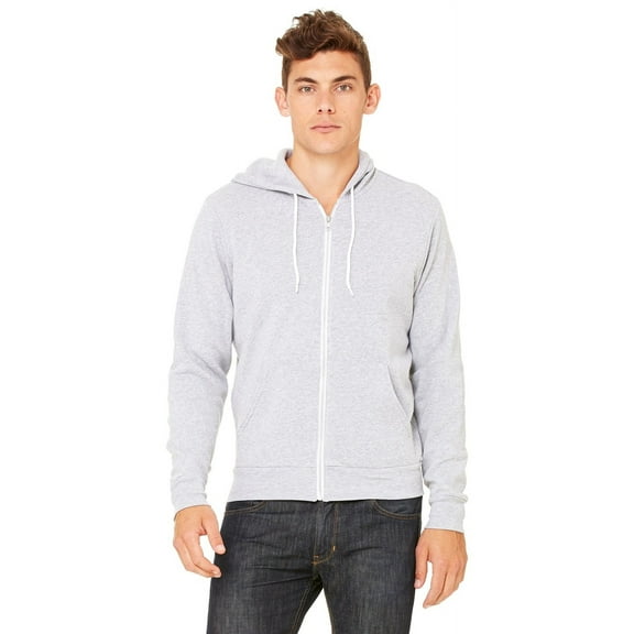 The Bella + Canvas Unisex Poly-Cotton Fleece Full-Zip Hoodie - ATHLETIC HEATHER - XS