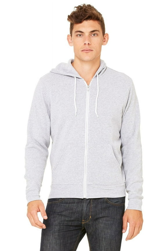 The Bella + Canvas Unisex Poly-Cotton Fleece Full-Zip Hoodie - ATHLETIC HEATHER - XS