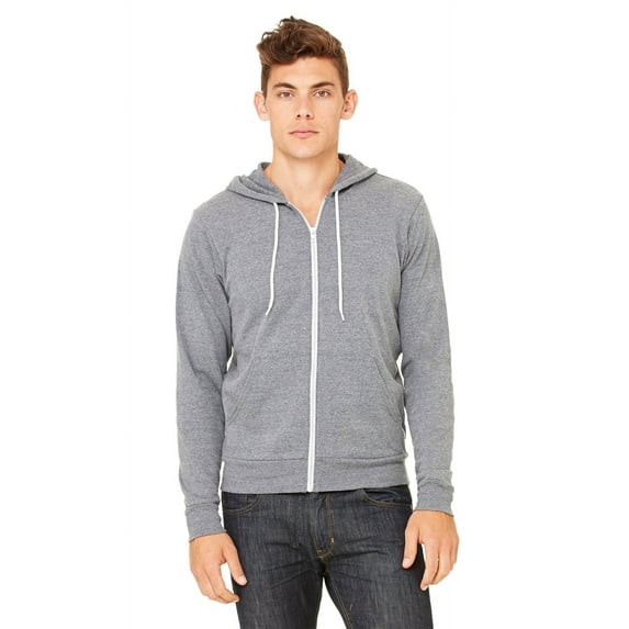 The Bella + Canvas Unisex Poly-Cotton Fleece Full-Zip Hoodie - DEEP HEATHER - M