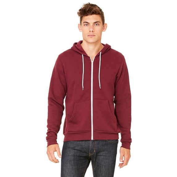 The Bella + Canvas Unisex Poly-Cotton Fleece Full-Zip Hoodie - MAROON - L