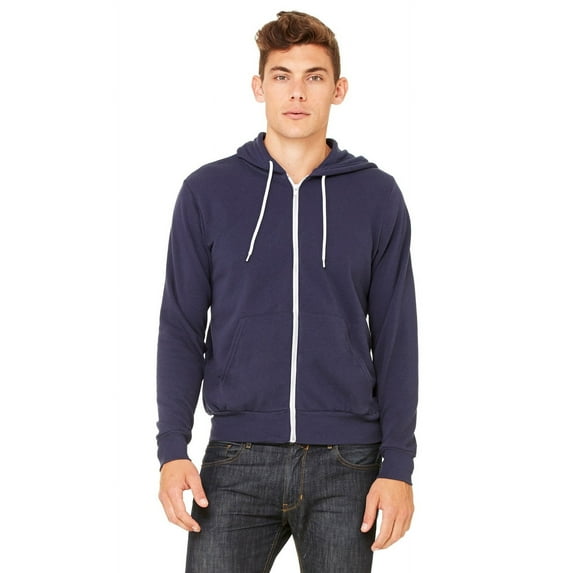 The Bella + Canvas Unisex Poly-Cotton Fleece Full-Zip Hoodie - NAVY - M