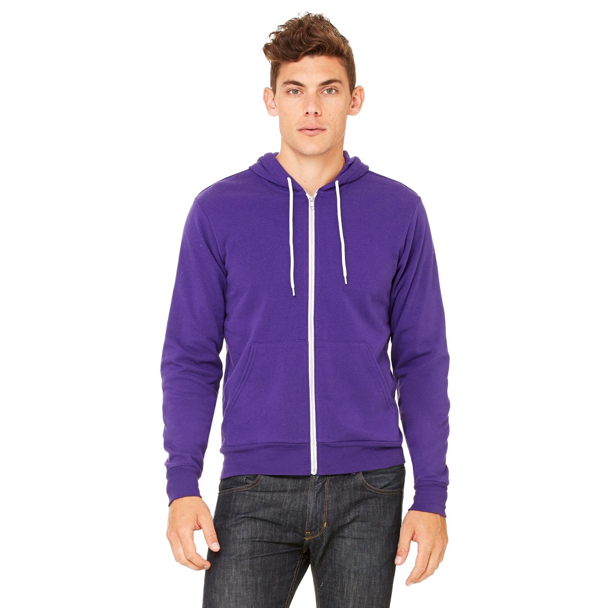 The Bella + Canvas Unisex Poly-Cotton Fleece Full-Zip Hoodie - TEAM PURPLE  - M - Walmart.com