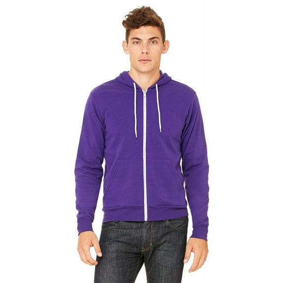 The Bella + Canvas Unisex Poly-Cotton Fleece Full-Zip Hoodie - TEAM PURPLE - S