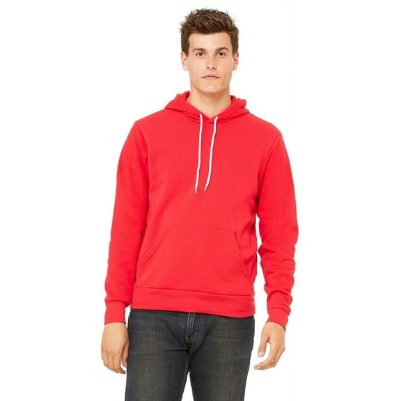 The Bella   Canvas Unisex Poly-Cotton Fleece Pullover Hoodie - RED - M