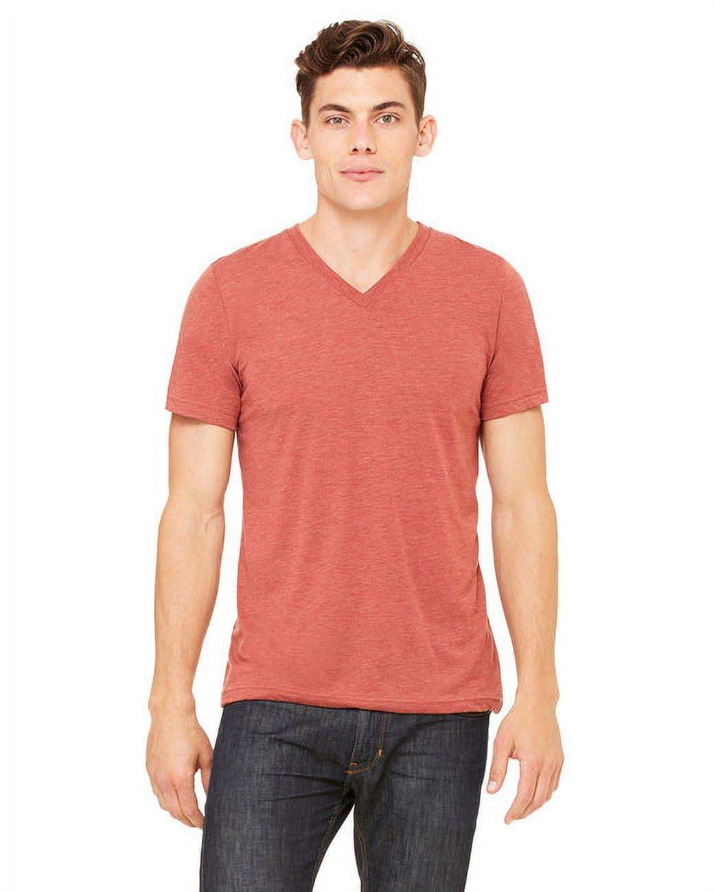 The Bella + Canvas Unisex Triblend Short Sleeve V-Neck T-Shirt - CLAY ...