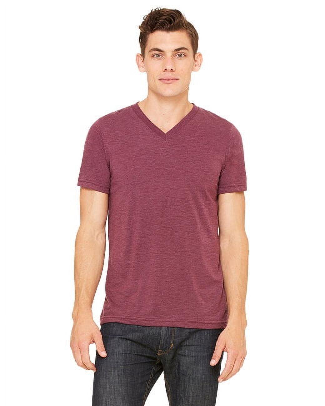 The Bella + Canvas Unisex Triblend Short Sleeve V-Neck T-Shirt - MAROON ...