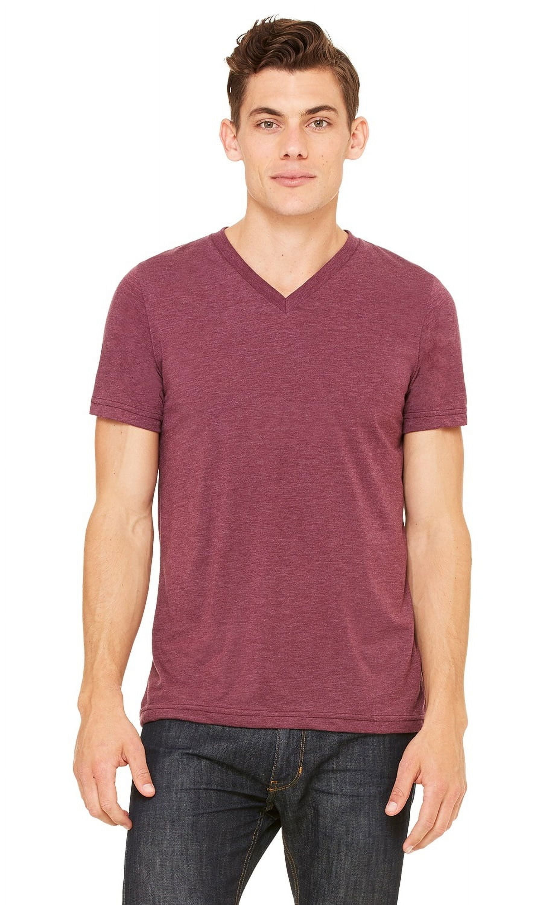 The Bella + Canvas Unisex Triblend Short Sleeve V-Neck T-Shirt - MAROON ...
