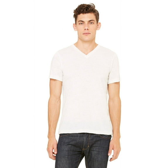 The Bella + Canvas Unisex Triblend Short Sleeve V-Neck T-Shirt - OATMEAL TRIBLEND - XL