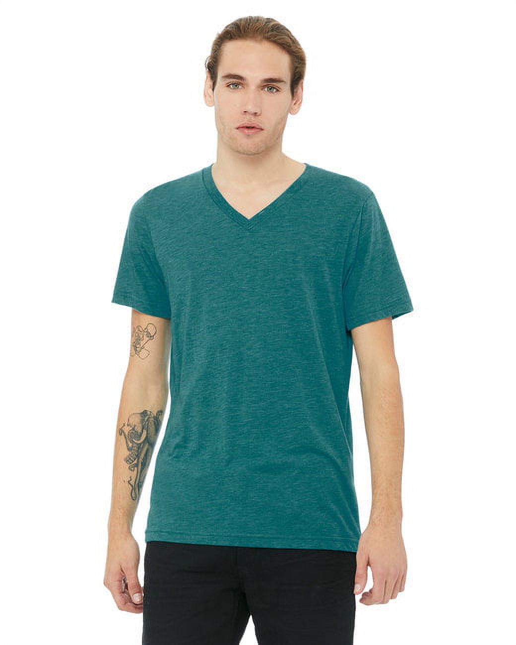 The Bella + Canvas Unisex Triblend Short Sleeve V-Neck T-Shirt - TEAL ...