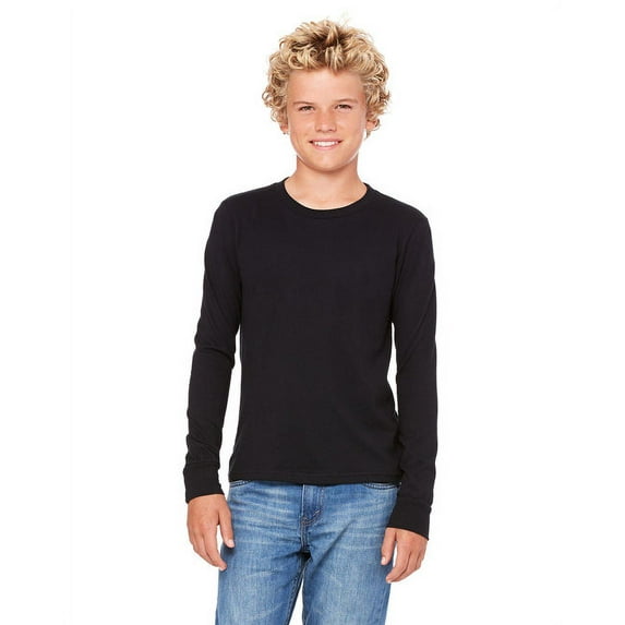 The Bella + Canvas Youth Jersey Long Sleeve T-Shirt - BLACK - M