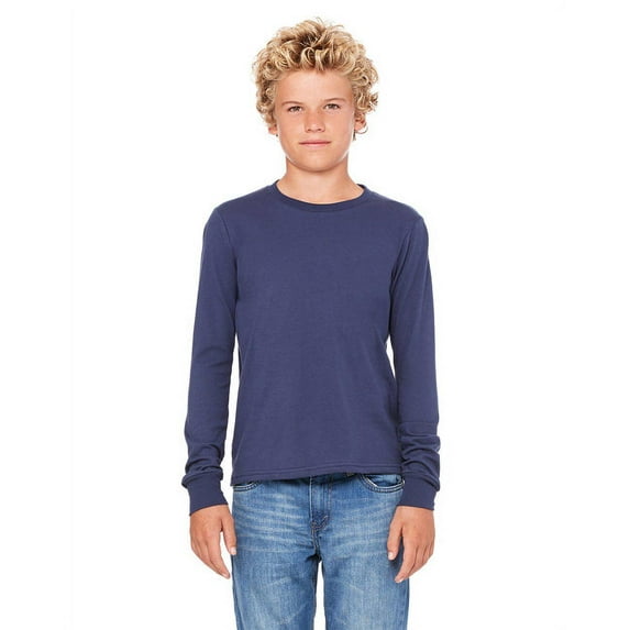 The Bella + Canvas Youth Jersey Long Sleeve T-Shirt - NAVY - L
