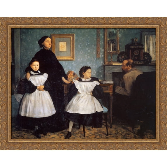 The Belleli Family 34x28 Large Gold Ornate Wood Framed Canvas Art by Edgar Degas