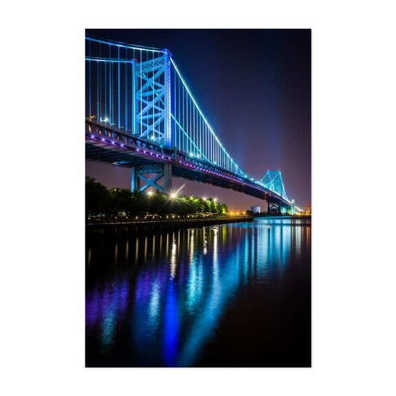 The Ben Franklin Glow - Philadelphia Pennsylvania Photography Unframed Wall Art Print 5 x 7 inches