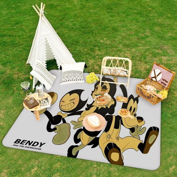 The Bendy and the Ink Machine patterned picnic mat perfectly accompanies your every picnic making outdoor time more charming