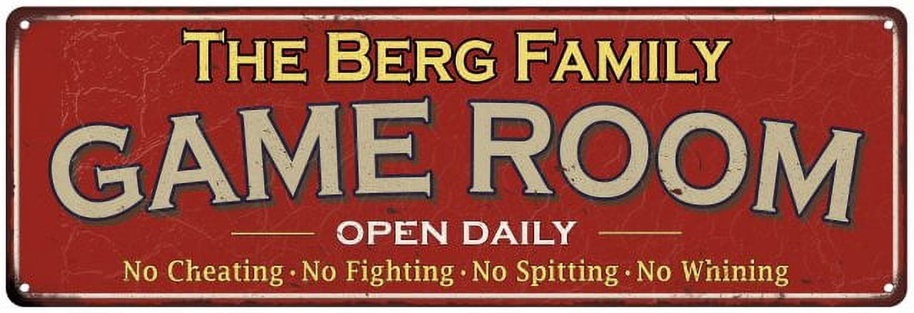 The Berg Family Red Game Room Metal 6x18 Sign 106180038103 - Walmart.com