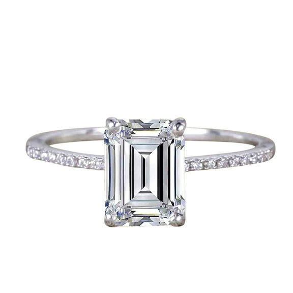 The Best 1.25 Carat Emerald cut Moissanite and Diamond Engagement Ring