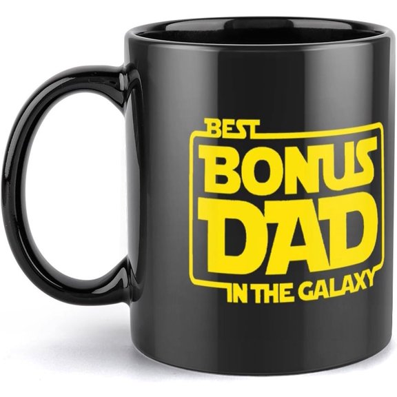 The Best Bonus Dad In The Galaxy Bonus Dad Ceramic Coffee Cup Birthday Gifts For Men Women 11Oz Black