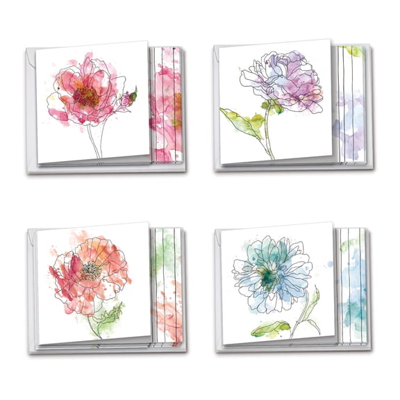 The Best Card Company 12 Sympathy Card Assortment Box Set (4.8 x 6.6 Inch) with Envelopes (4 Designs, 3 Each) Basic Blooms AMQ4627SMG-B3x4