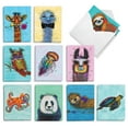 thumbnail image 1 of The Best Card Company 20 Assorted Thank You Note Cards Boxed Set 4 x 5.12 Inch with Envelopes (10 Designs, 2 Each) Wiry Wildlife AM10324TYG-B2x10, 1 of 6