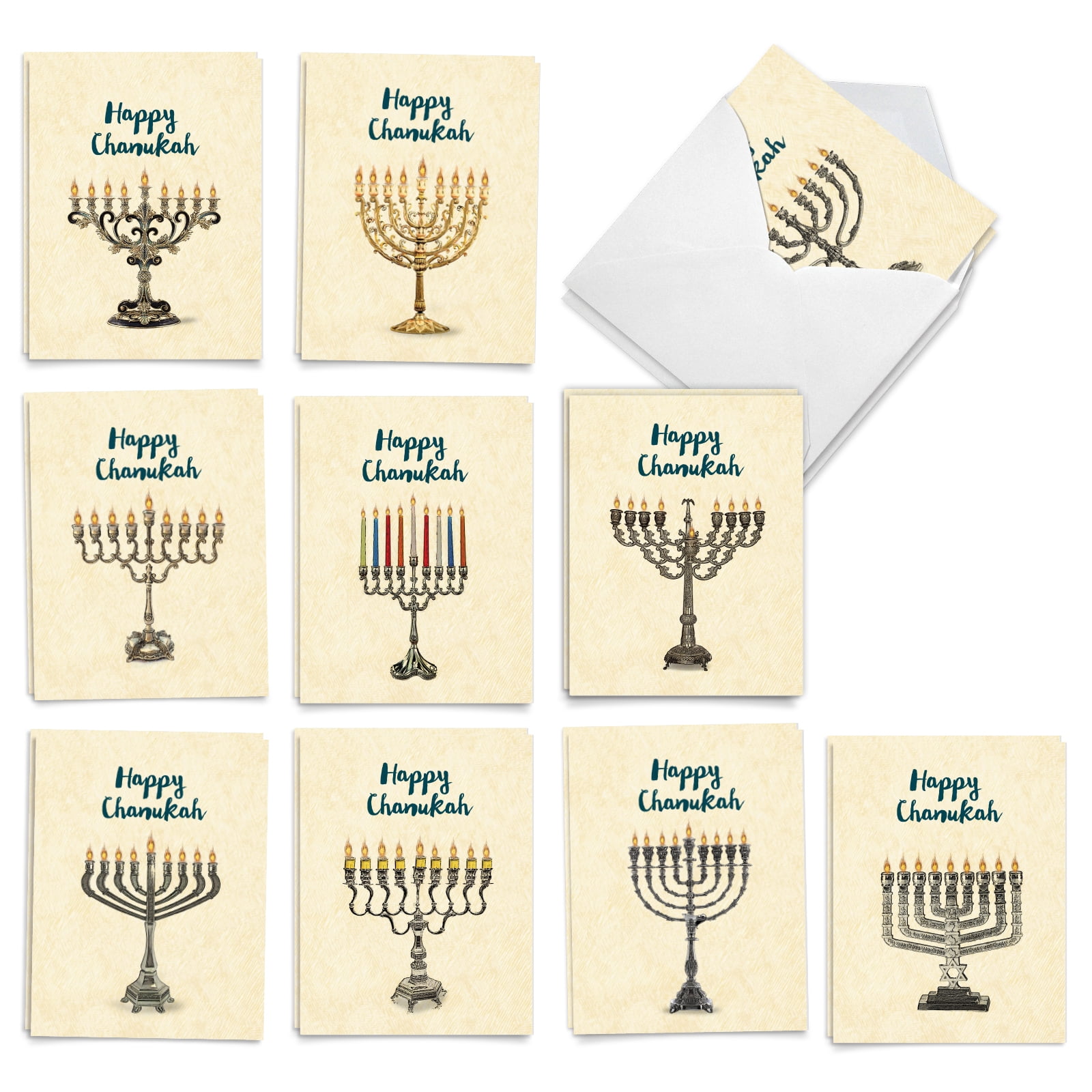 The Best Card Company 20 Assorted Chanukah Notecards set 4 x 5.12 Inch ...