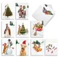 thumbnail image 1 of The Best Card Company 20 Assorted Christmas Note Cards set 4 x 5.12 Inch with Envelopes (10 Designs, 2 Each) Pet Holiday Antics AM8727XSG-B2x10, 1 of 6