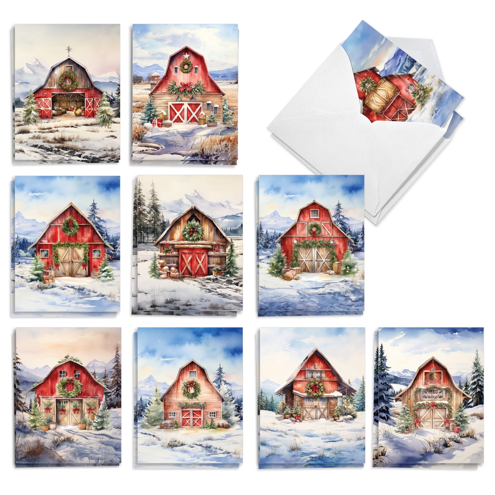 The Best Card Company 20 Assorted Christmas Notecards Box Set 4 x 5.12 ...