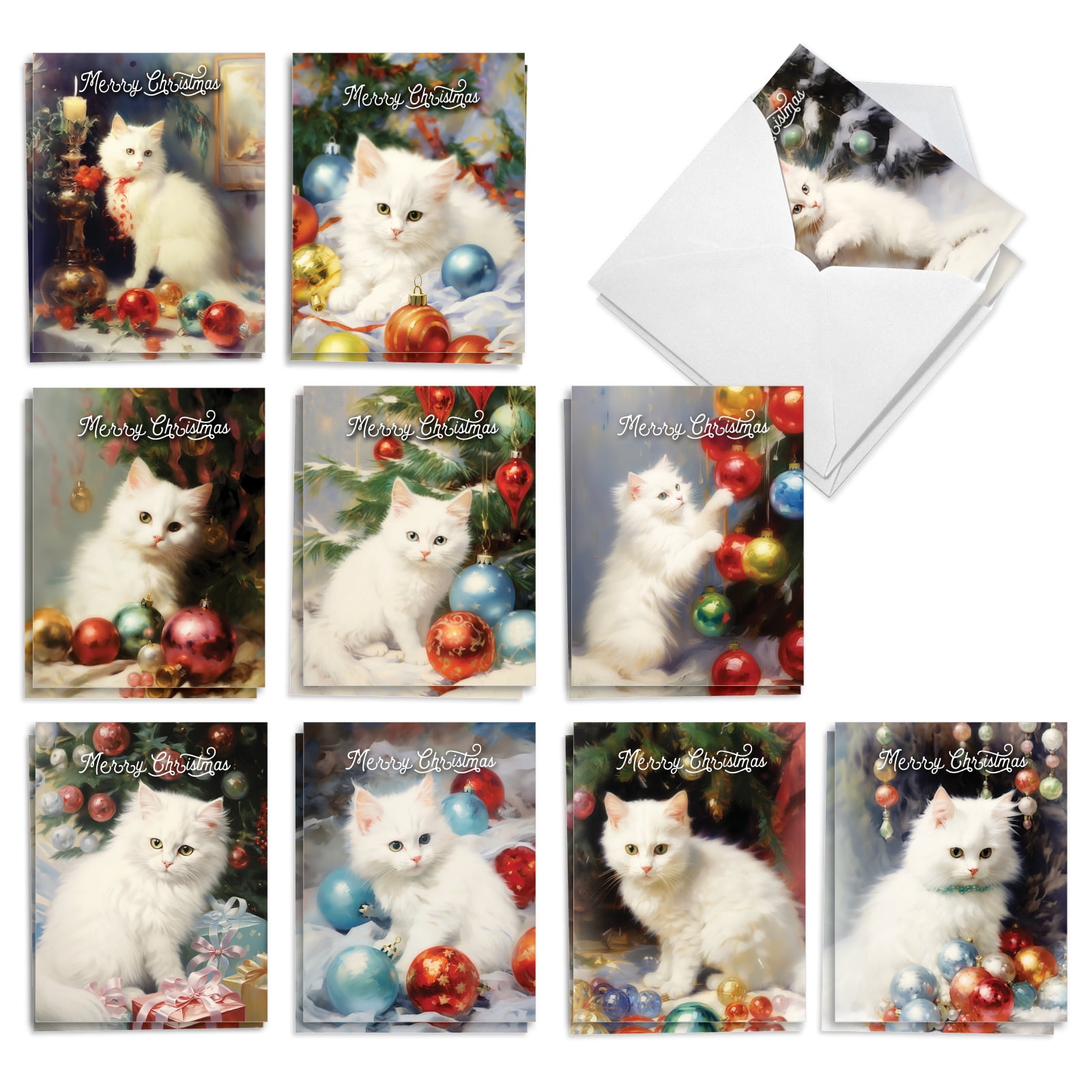 The Best Card Company 20 Assorted Christmas Notecards Bulk Set 4 X 5.12 Inch With Envelopes (10 Designs, 2 Each) Royal Holiday Dogs AM8596XSG-B2x10 - View #5