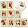thumbnail image 1 of The Best Card Company 20 Assorted Christmas Notecards Bulk Box Set 4 x 5.12 Inch with Envelopes (10 Designs, 2 Each) Vintage Santa AM10143XSG-B2x10, 1 of 6