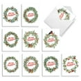 thumbnail image 1 of The Best Card Company 20 Assorted Christmas Notes Bulk Box Set 4 x 5.12 Inch with Envelopes (10 Designs, 2 Each) Festive Wreaths AM10772XSG-B2x10, 1 of 6