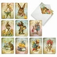 thumbnail image 1 of The Best Card Company 20 Assorted Easter Notes Box Set 4 x 5.12 Inch with Envelopes (10 Designs, 2 Each) Vintage Chicks Bunnies AM9164EAG-B2x10, 1 of 6