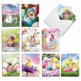 thumbnail image 1 of The Best Card Company 20 Assorted Easter Notes Boxed Set 4 x 5.12 Inch with Envelopes (10 Designs, 2 Each) Hatching Rabbits AM8993EAG-B2x10, 1 of 6