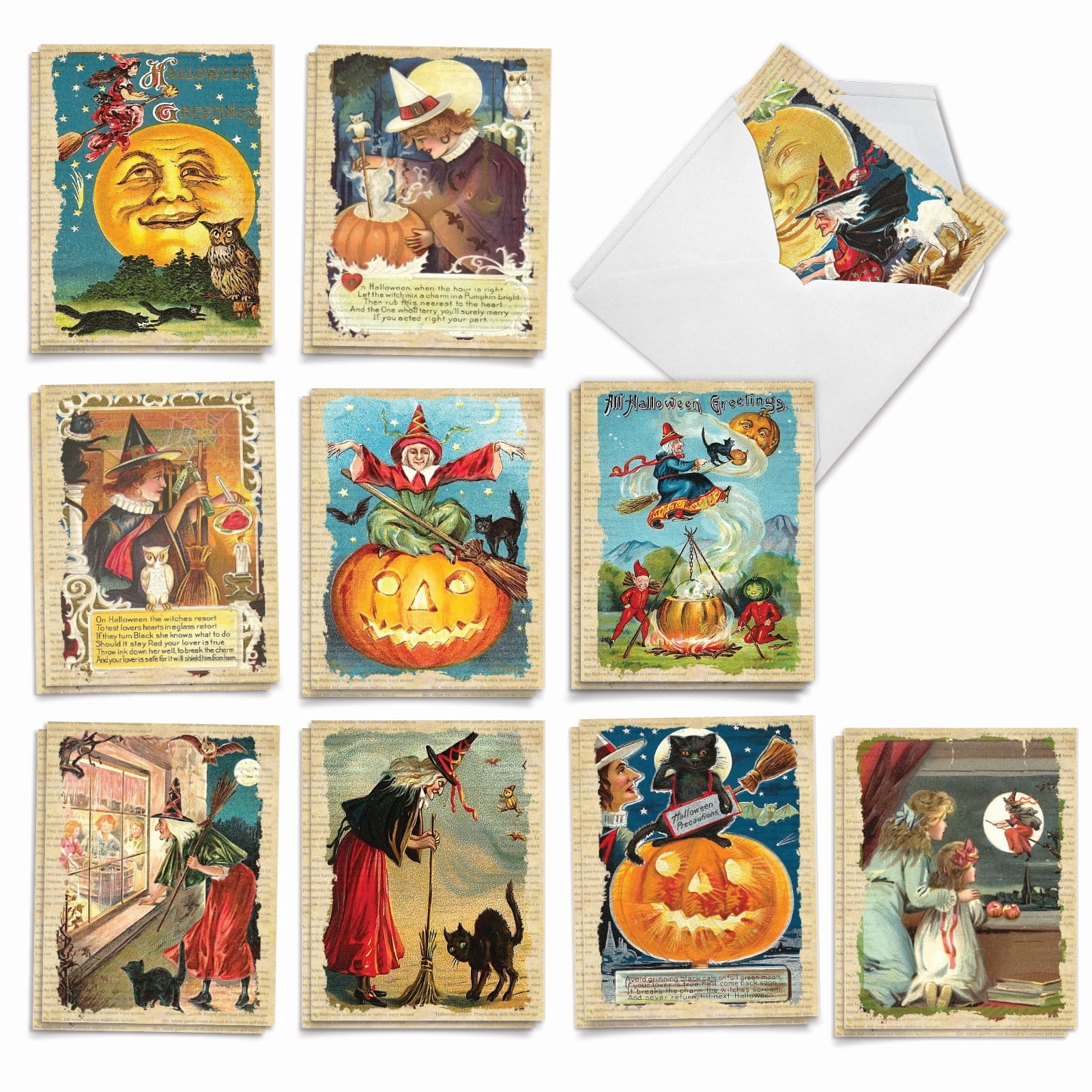 The Best Card Company 20 Assorted Halloween Notecards Boxed Set 4 x 5. ...