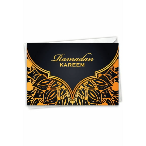 The Best Card Company Ramadan Greeting Card with 5 x 7 Inch Envelope (1 Card) Islam Holiday Cards Ramadan Kareem Luxury C10387RDG