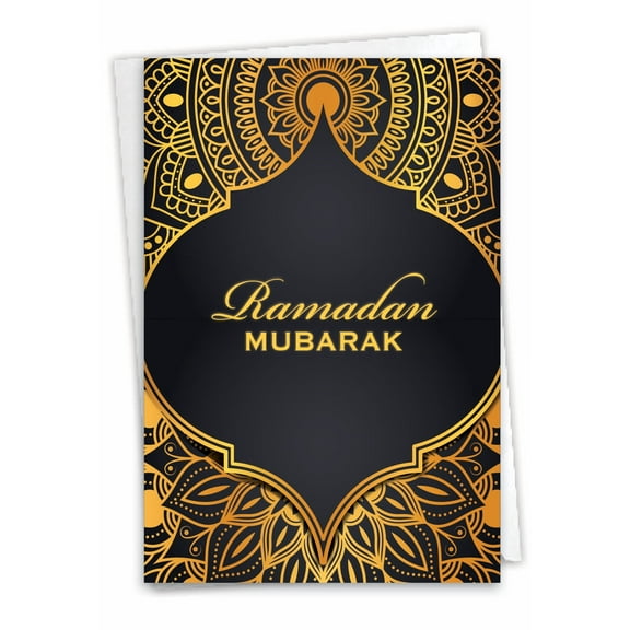 The Best Card Company Ramadan Greeting Card with 5 x 7 Inch Envelope (1 Card) Islam Holiday Cards Ramadan Mubarak Luxury C10388RDG